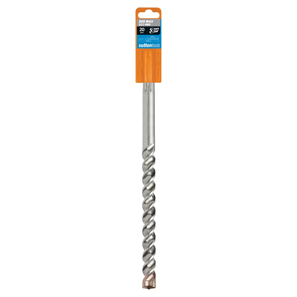 SUTTON 20x340mm 3-Cut REO PRO SDS-Max TCT Masonry Drill Bit D6752000