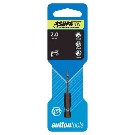 SUTTON 2.0mm 1 4-Hx Drill Bit HSS Co Metal Supabit D2130200