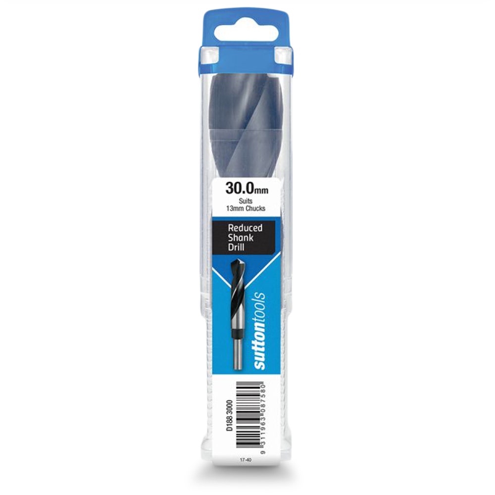SUTTON 30.0 x 152mm 12.5mm Reduced Shank HSS Metal Drill Bit
