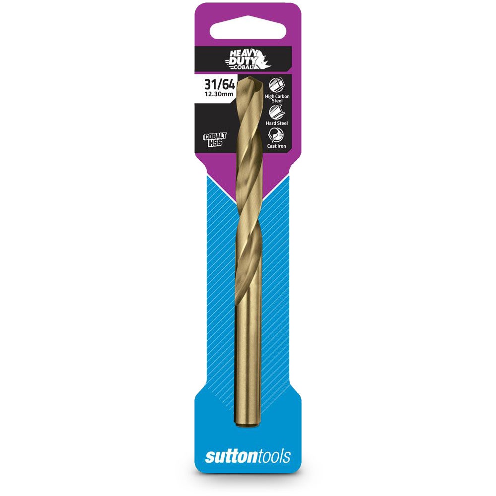 SUTTON 31 64inch x 151mm HSS-Cobalt Metal Jobber Drill Bit - HD-Cobalt