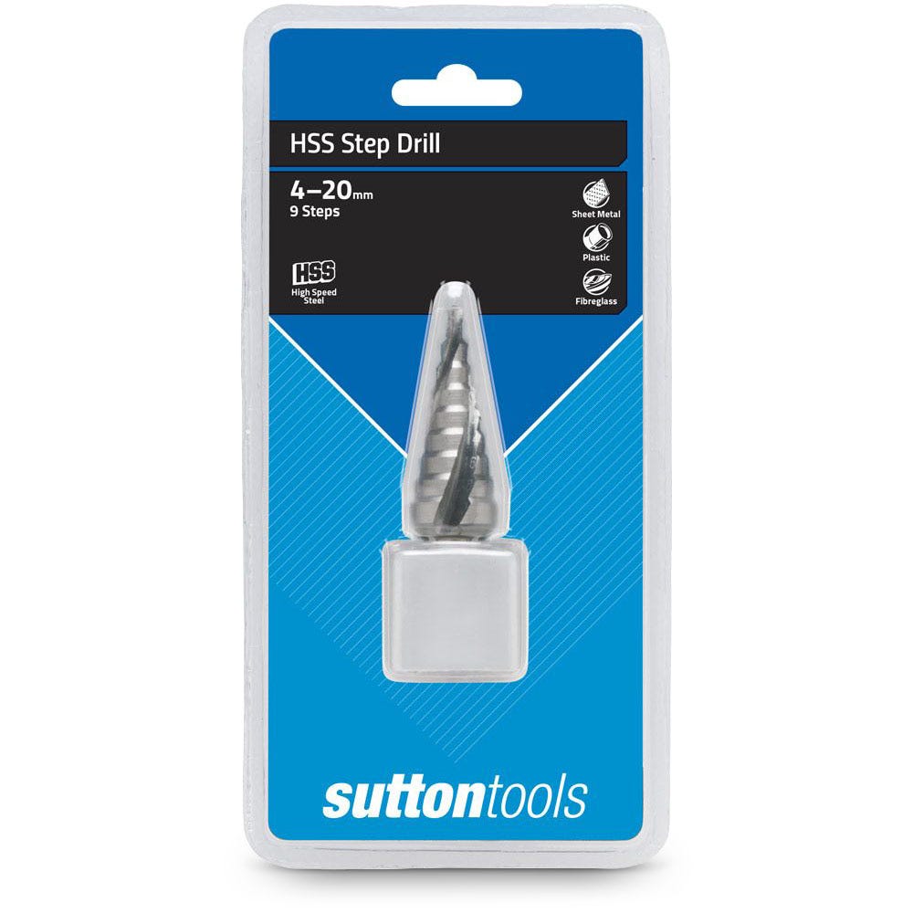 SUTTON 4-20mm 9-Step HSS Spiral Flute Step Drill Bit