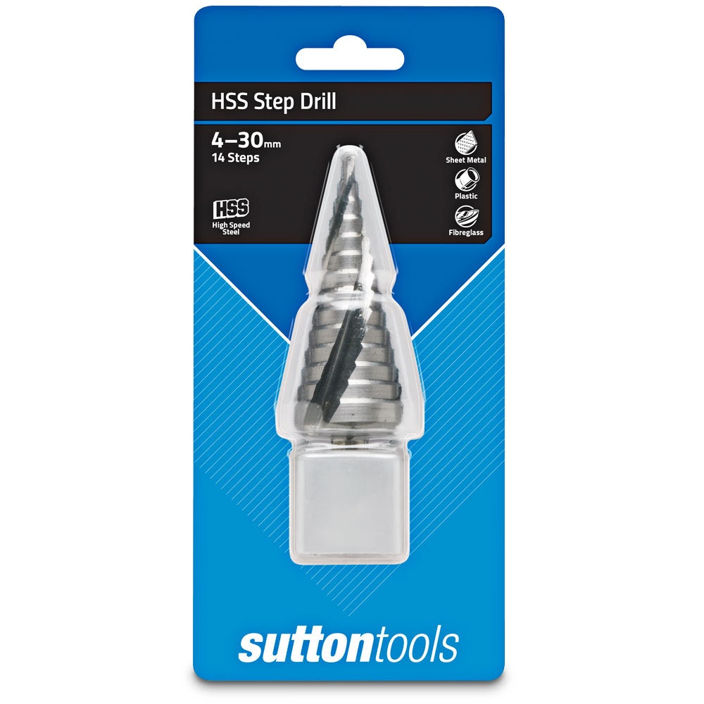 SUTTON 4-30mm 14-Step HSS Spiral Flute Step Drill Bit