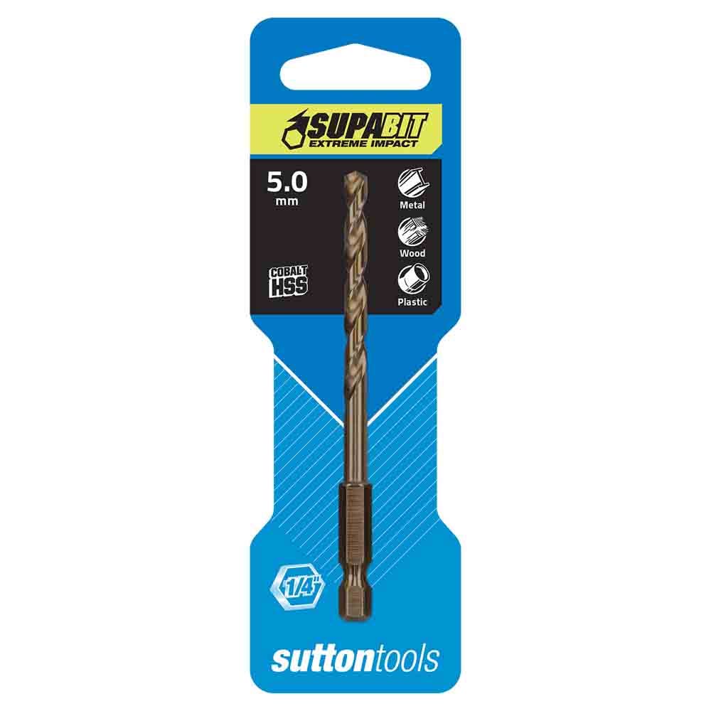 SUTTON 5.0mm 1 4-Hx Drill Bit HSS Co Metal Supabit D2130500