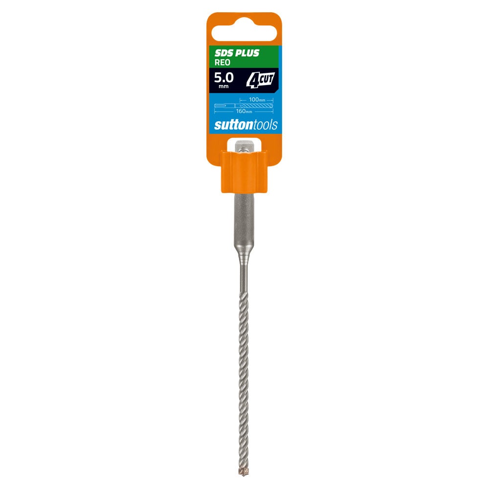SUTTON 5.0x160mm 4-Cut REO SDS Plus TCT Masonry Drill Bit D6320500