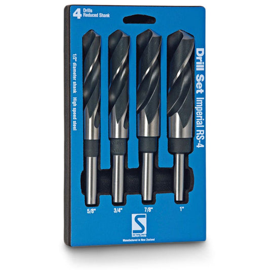 SUTTON 5 8-1inch Imperial HSS-Blue Reduced Shank Metal Drill Bit Set - 4 Piece D188RS4
