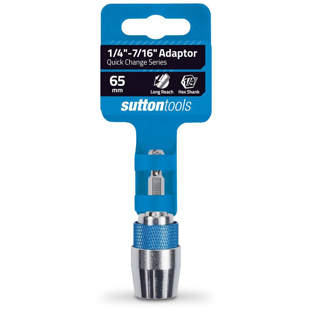 SUTTON 65mm 1 4-Hex to 7 16-Hex Quick-Change Adaptor Extension Bit