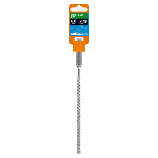 SUTTON 6.0x210mm 4-Cut REO SDS Plus TCT Masonry Drill Bit D6330600