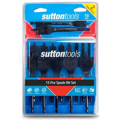 SUTTON 6-35mm Spade Bit Set - 13 Piece w. BONUS Bits