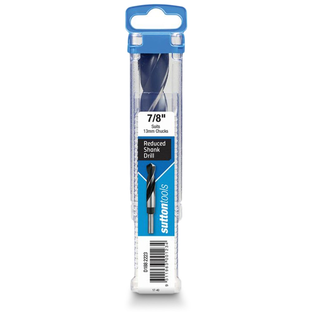 SUTTON 7 8inch x 152mm 12.5mm Reduced Shank HSS Metal Drill Bit