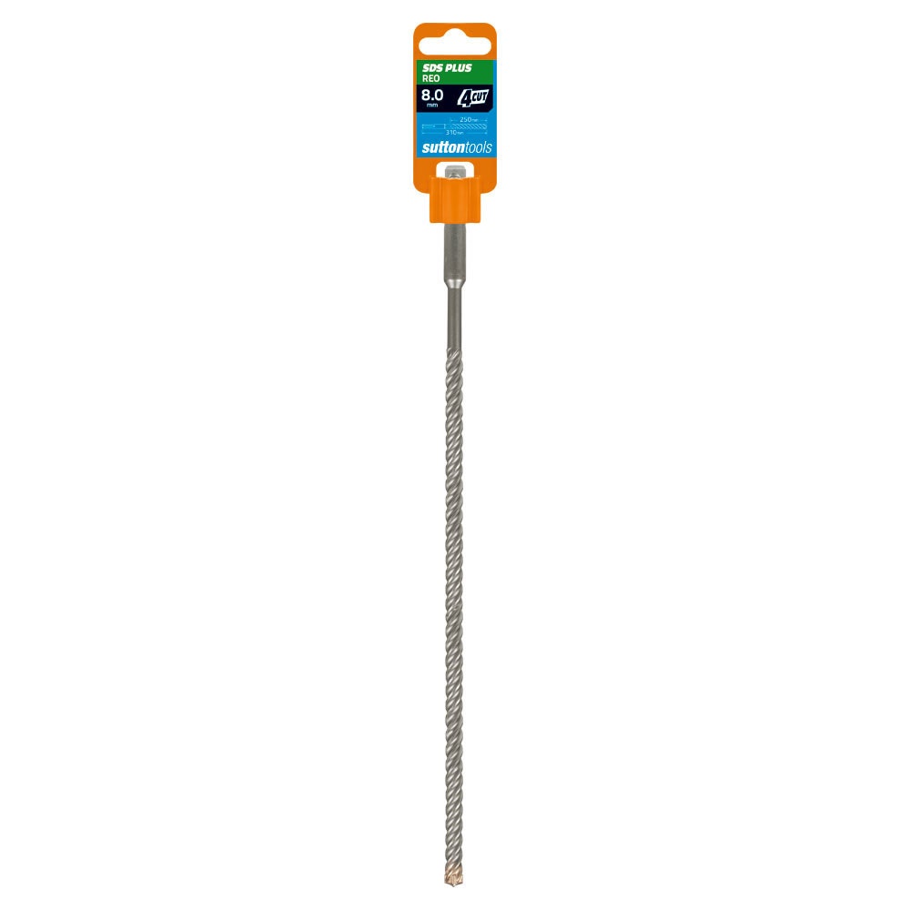 SUTTON 8.0x310mm 4-Cut REO SDS Plus TCT Masonry Drill Bit D6350800