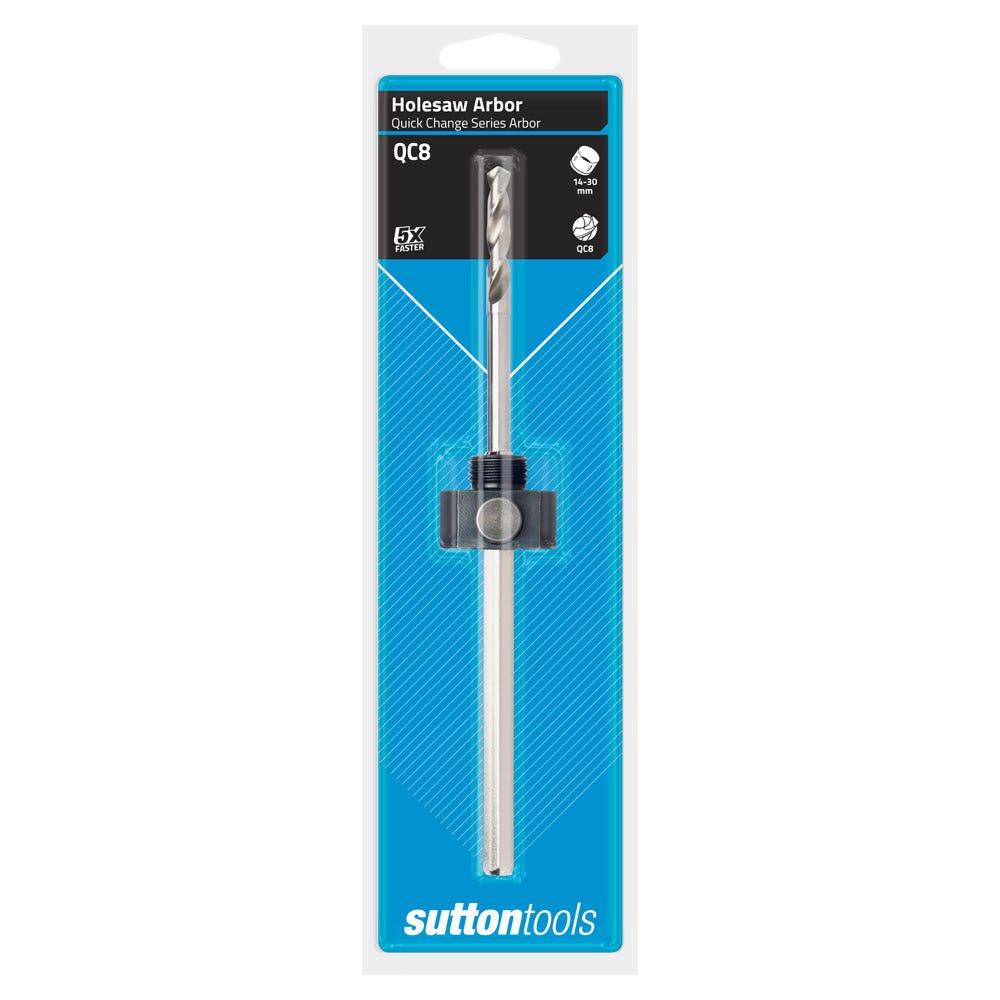 SUTTON HSS Holesaw Arbor Pilot w. Quick Change Adaptor - Suits 14-30mm Holesaws