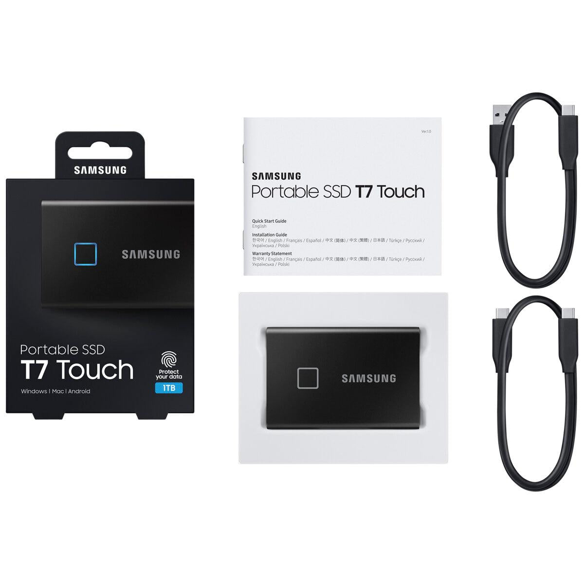 Samsung T7 Touch 1TB Portable SSD Black MU-PC1T0K/WW