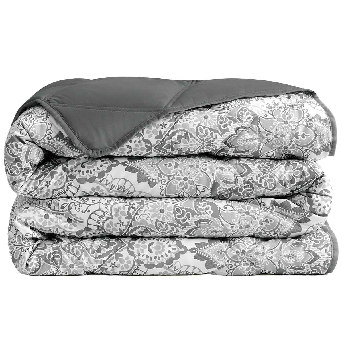 Season's Collection Down Alternative Blanket King Grey Damask