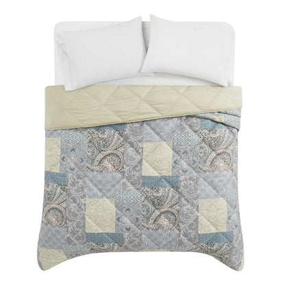 Season's Collection Down Alternative Blanket Queen Patchwork Soft Neutral