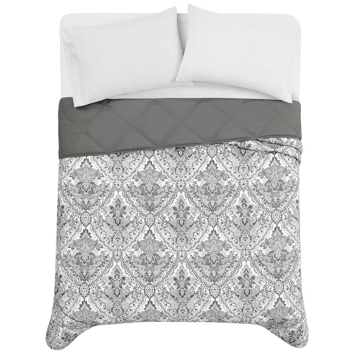 Season's Collection Down Alternative Blanket King Grey Damask