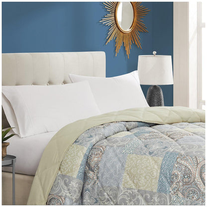 Season's Collection Down Alternative Blanket Queen Patchwork Soft Neutral