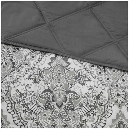 Season's Collection Down Alternative Blanket King Grey Damask