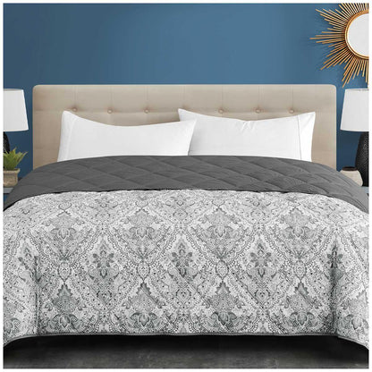 Season's Collection Down Alternative Blanket King Grey Damask