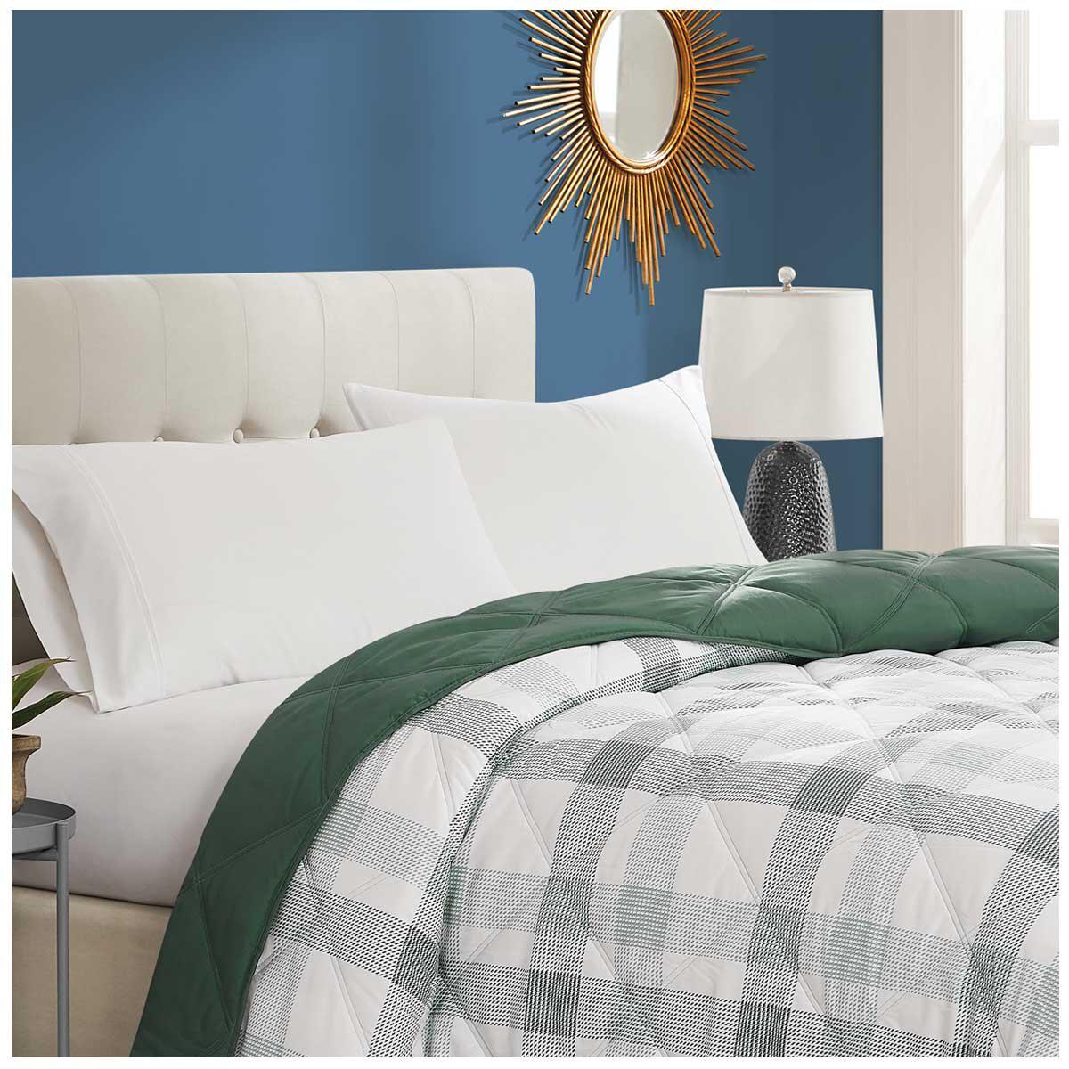 Season's Collection Down Alternative Blanket King Green Plaid