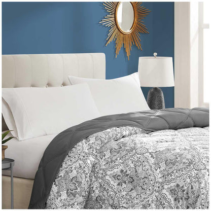 Season's Collection Down Alternative Blanket King Grey Damask