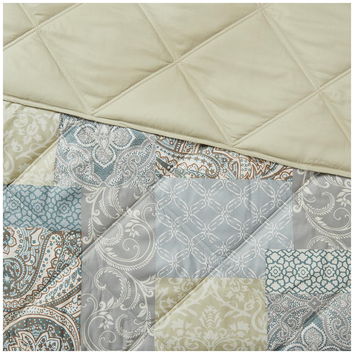 Season's Collection Down Alternative Blanket Queen Patchwork Soft Neutral