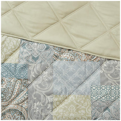 Season's Collection Down Alternative Blanket Queen Patchwork Soft Neutral