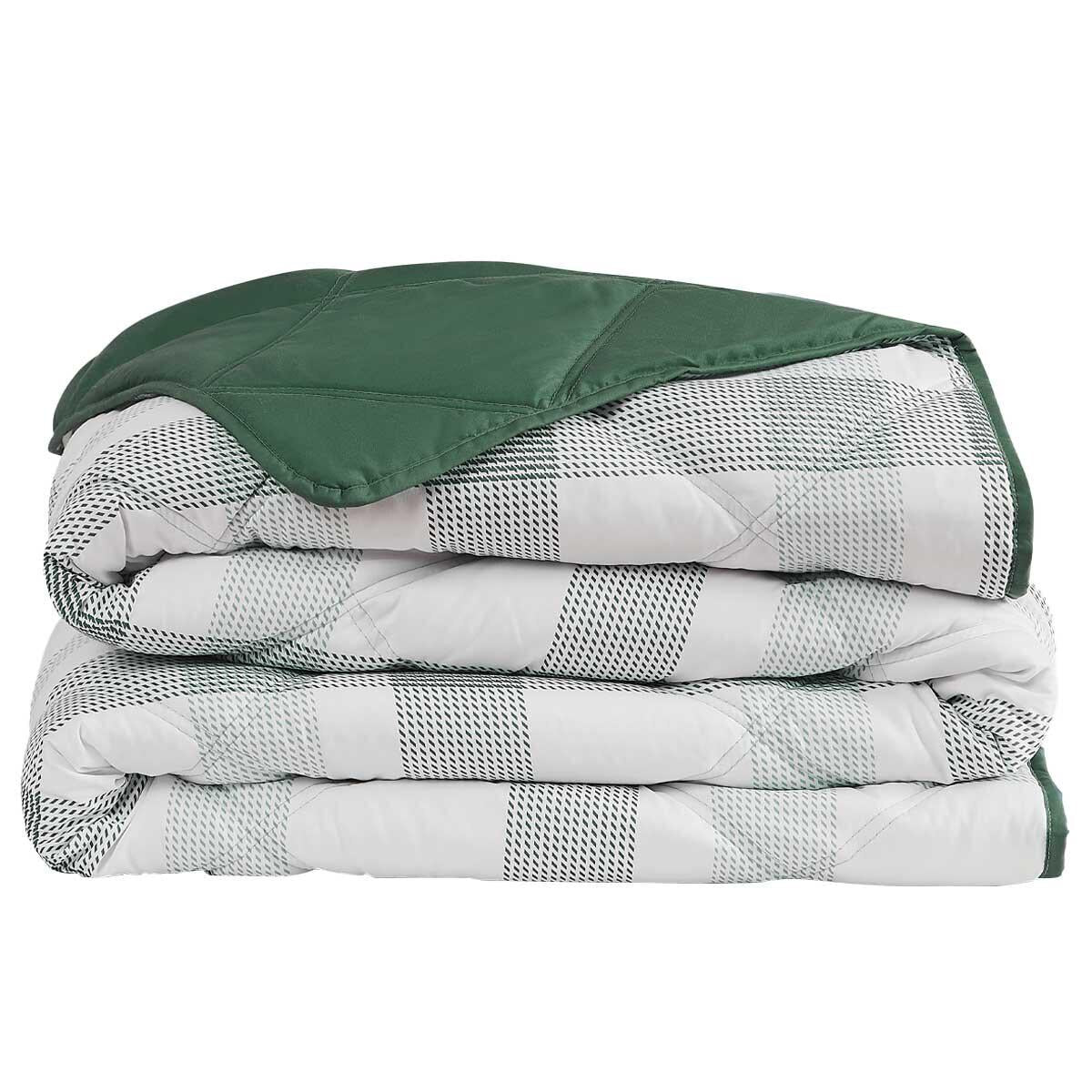 Season's Collection Down Alternative Blanket King Green Plaid