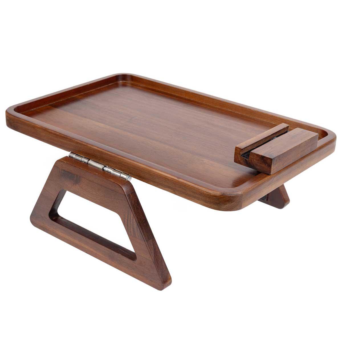 Smart Design Acacia Sofa Armrest Tray