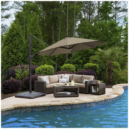 Solar Round LED Cantilever Umbrella 3.35M With Base Mushroom