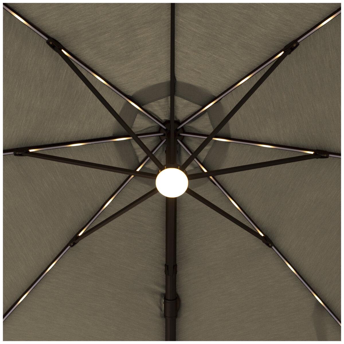 Solar Round LED Cantilever Umbrella 3.35M With Base Mushroom