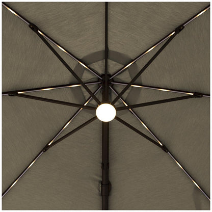 Solar Round LED Cantilever Umbrella 3.35M With Base Mushroom