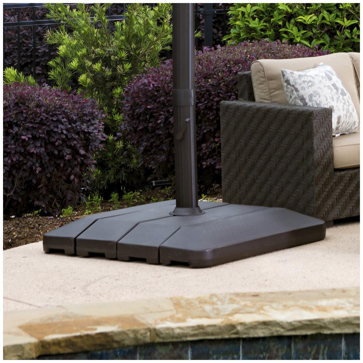 Solar Round LED Cantilever Umbrella 3.35M With Base Mushroom