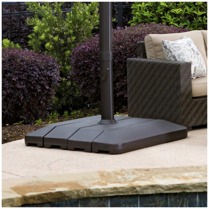 Solar Round LED Cantilever Umbrella 3.35M With Base Mushroom