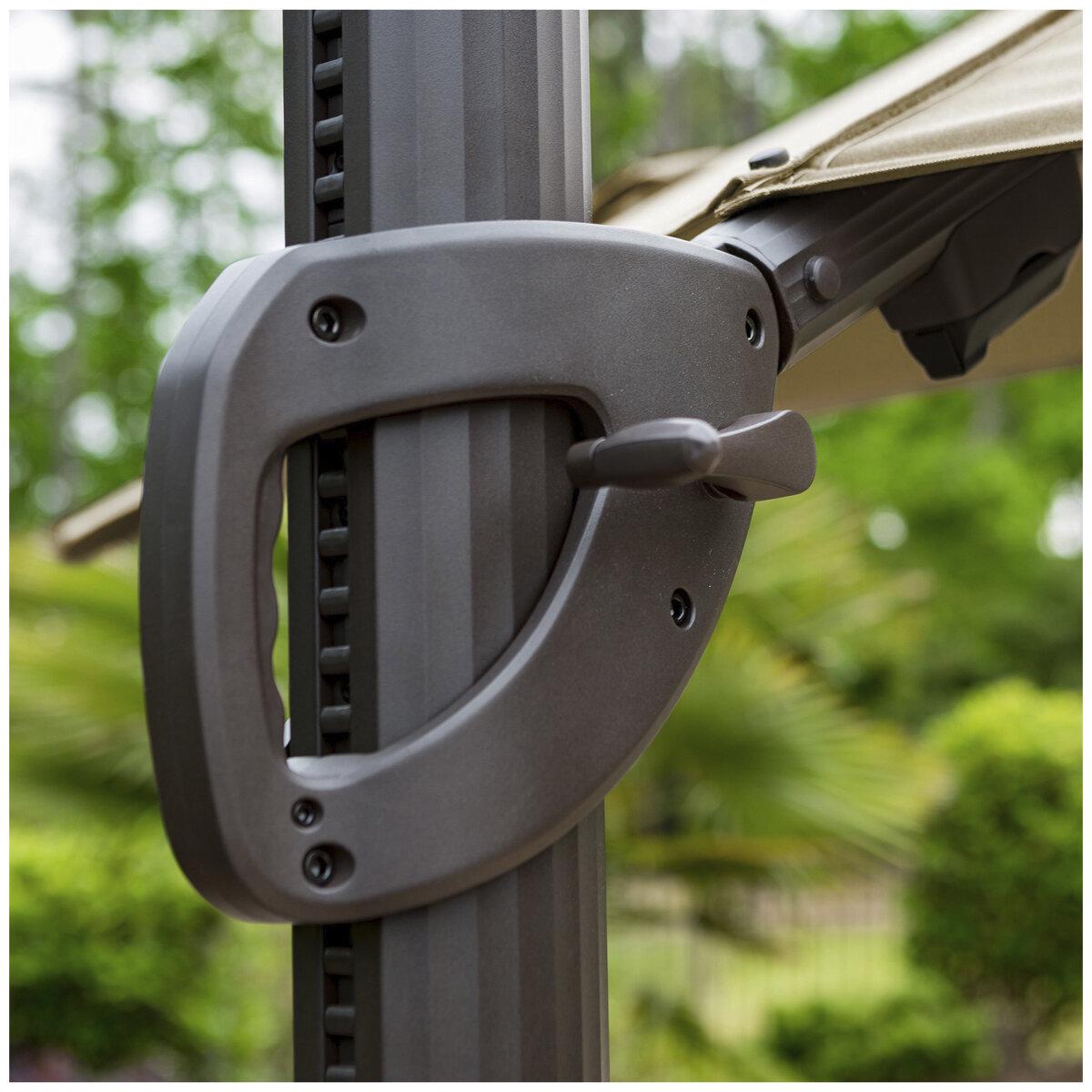Solar Round LED Cantilever Umbrella 3.35M With Base Mushroom