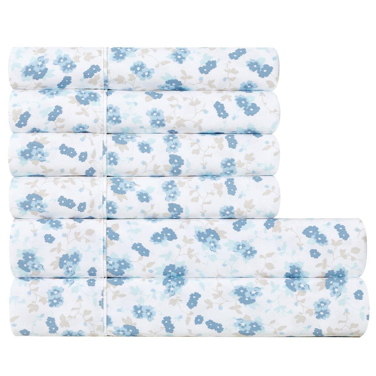 South Point Home Fashion Poly Flannel Queen Sheet Set 6 Piece Dayflower Blue