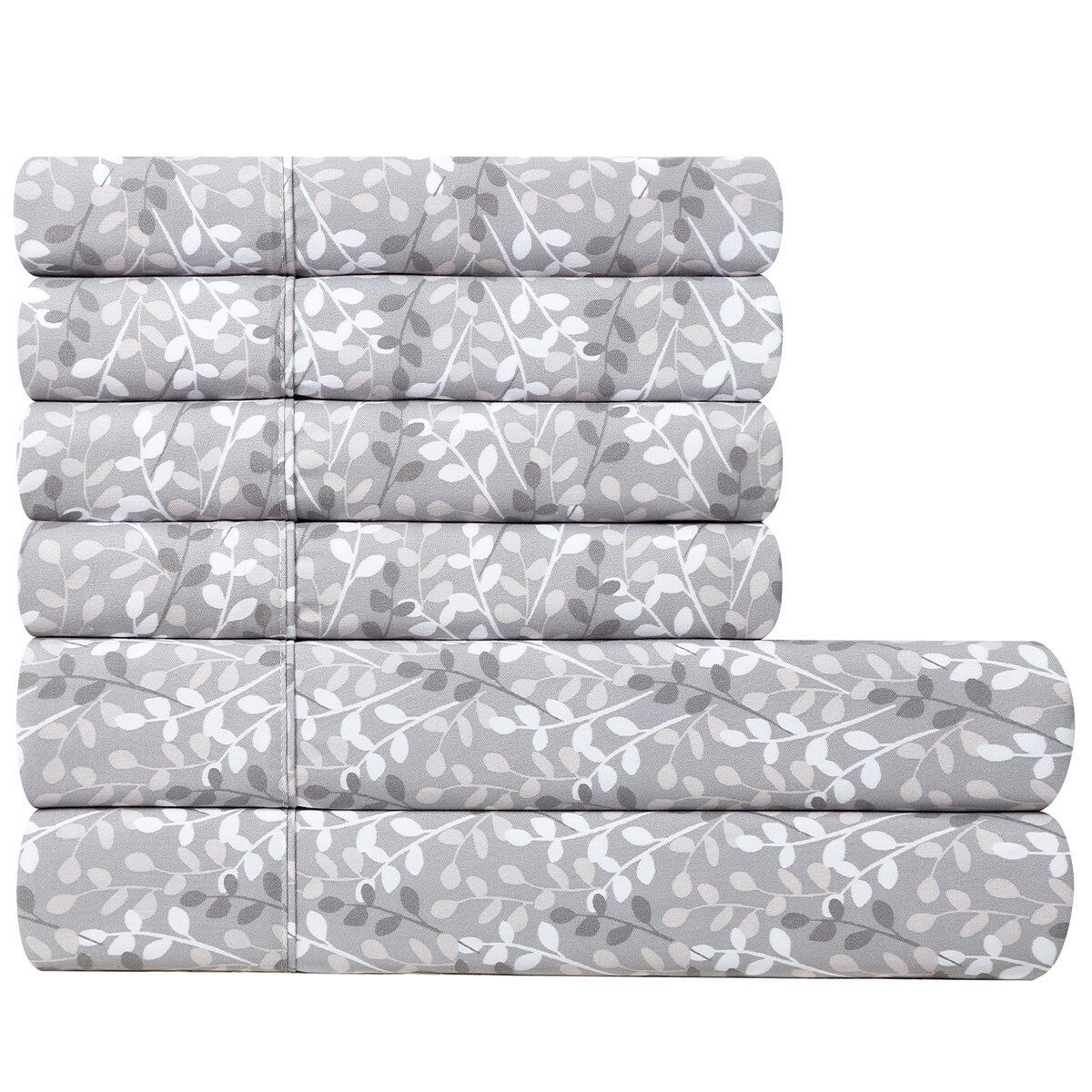 South Point Home Fashion Poly Flannel King Sheet Set 6 Piece Dow Leaves