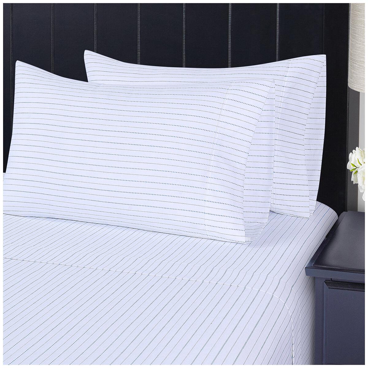 Southpoint Sheet Set King 6 Piece Square Dash Stripe
