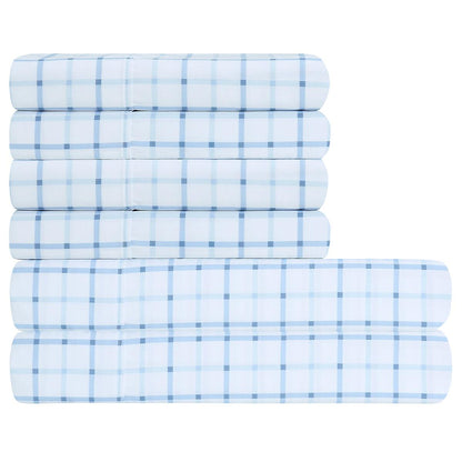 Southpoint Sheet Set King 6 Piece Tattersall Blue