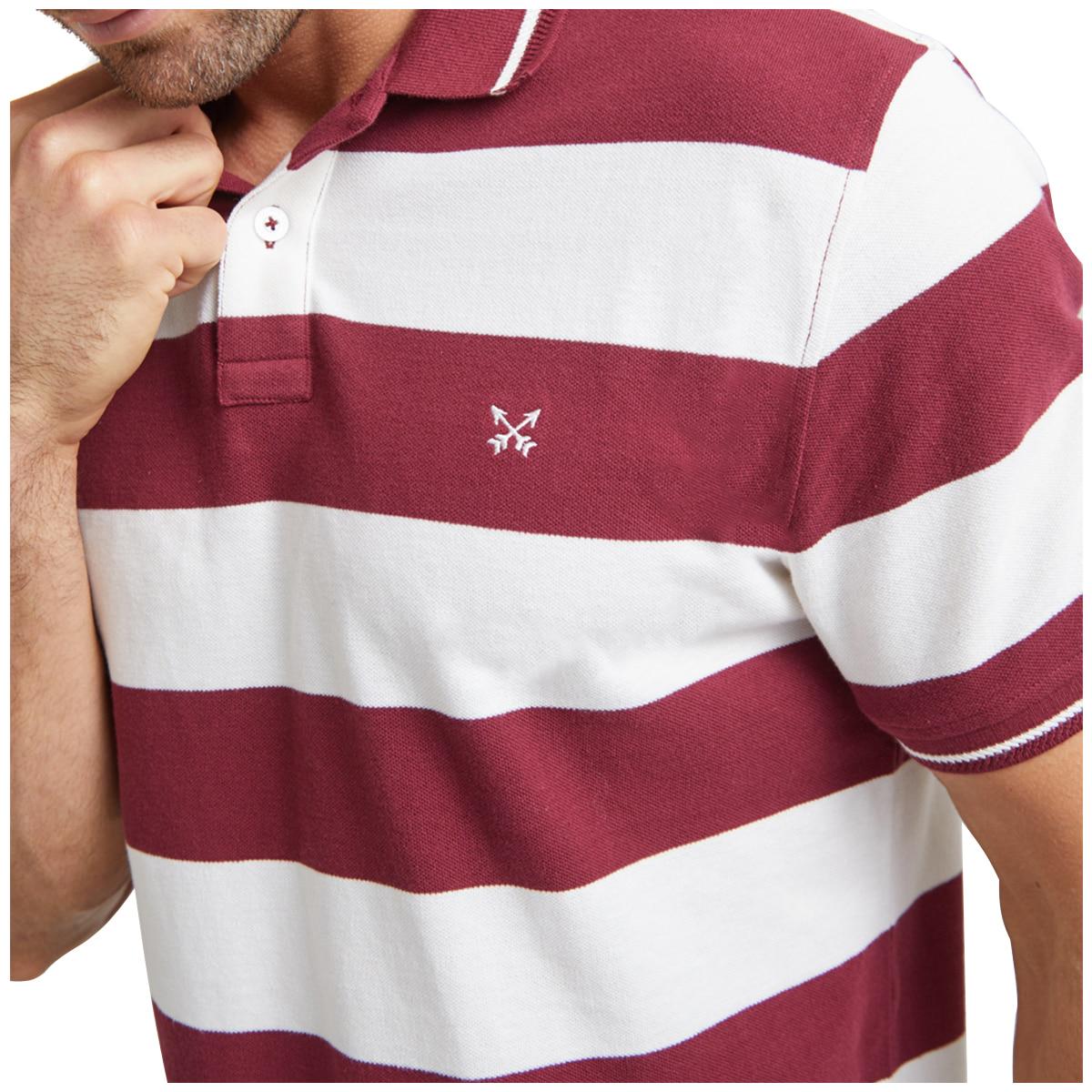 Sportscraft Men's Striped Polo Burgundy and White
