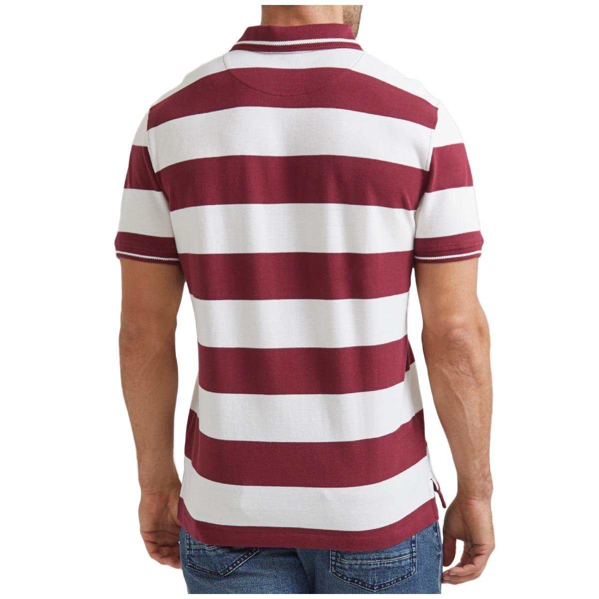 Sportscraft Men's Striped Polo Burgundy and White