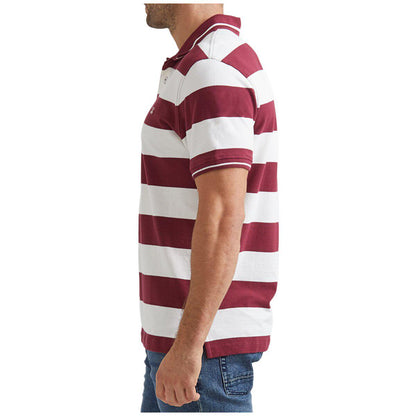 Sportscraft Men's Striped Polo Burgundy and White