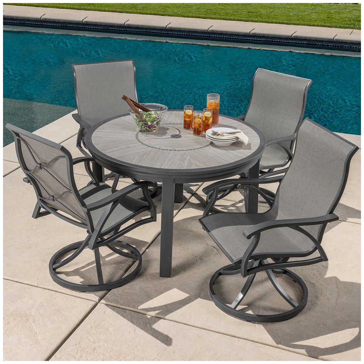 SunVilla Kingston Sling Round 5 Piece Dining Set