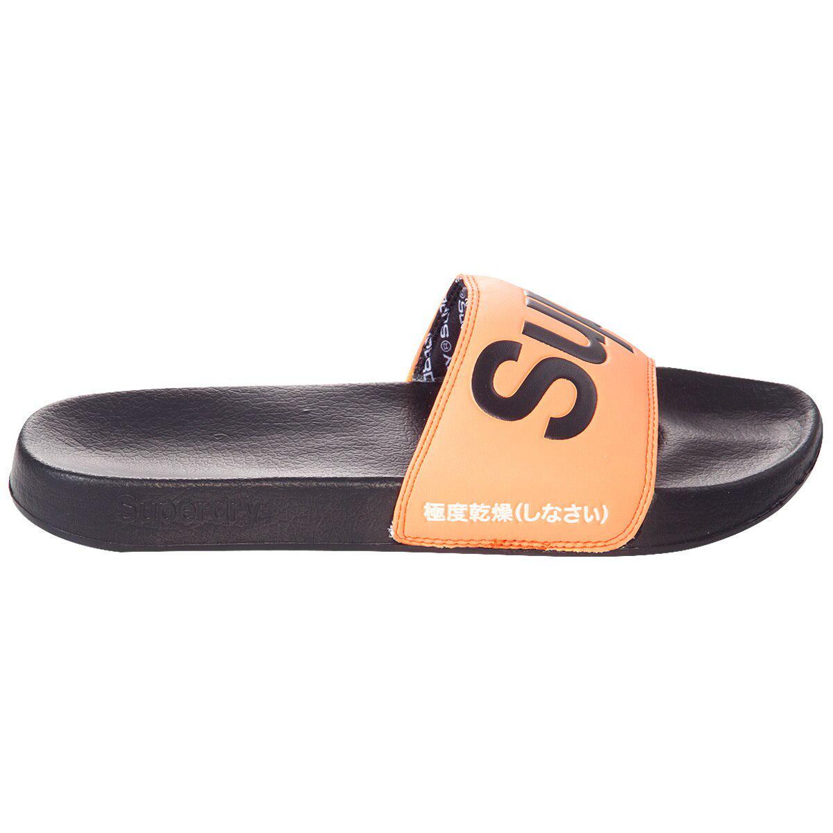 Superdry Men's Pool Slide Slipper Black and Orange