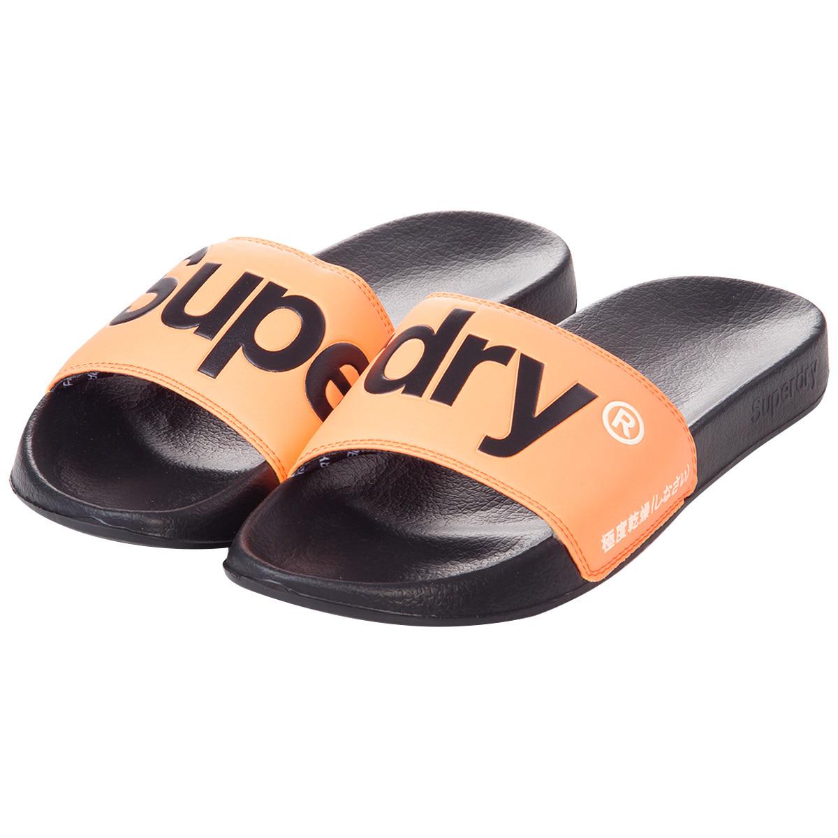 Superdry Men's Pool Slide Slipper Black and Orange