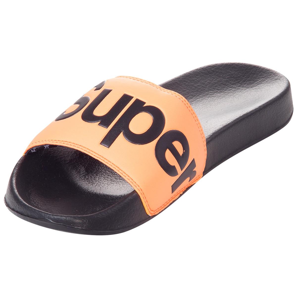 Superdry Men's Pool Slide Slipper Black and Orange