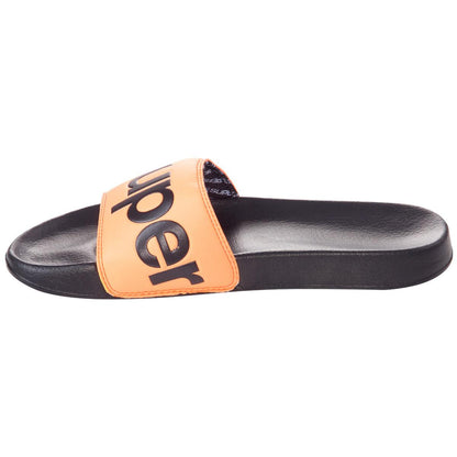Superdry Men's Pool Slide Slipper Black and Orange