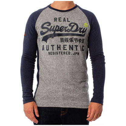 Superdry Vintage Logo Raglan Long Sleeve T-Shirt Grey