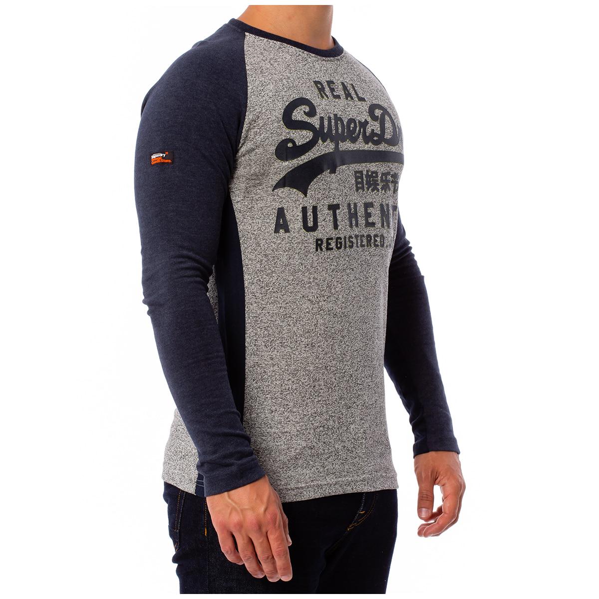Superdry Vintage Logo Raglan Long Sleeve T-Shirt Navy