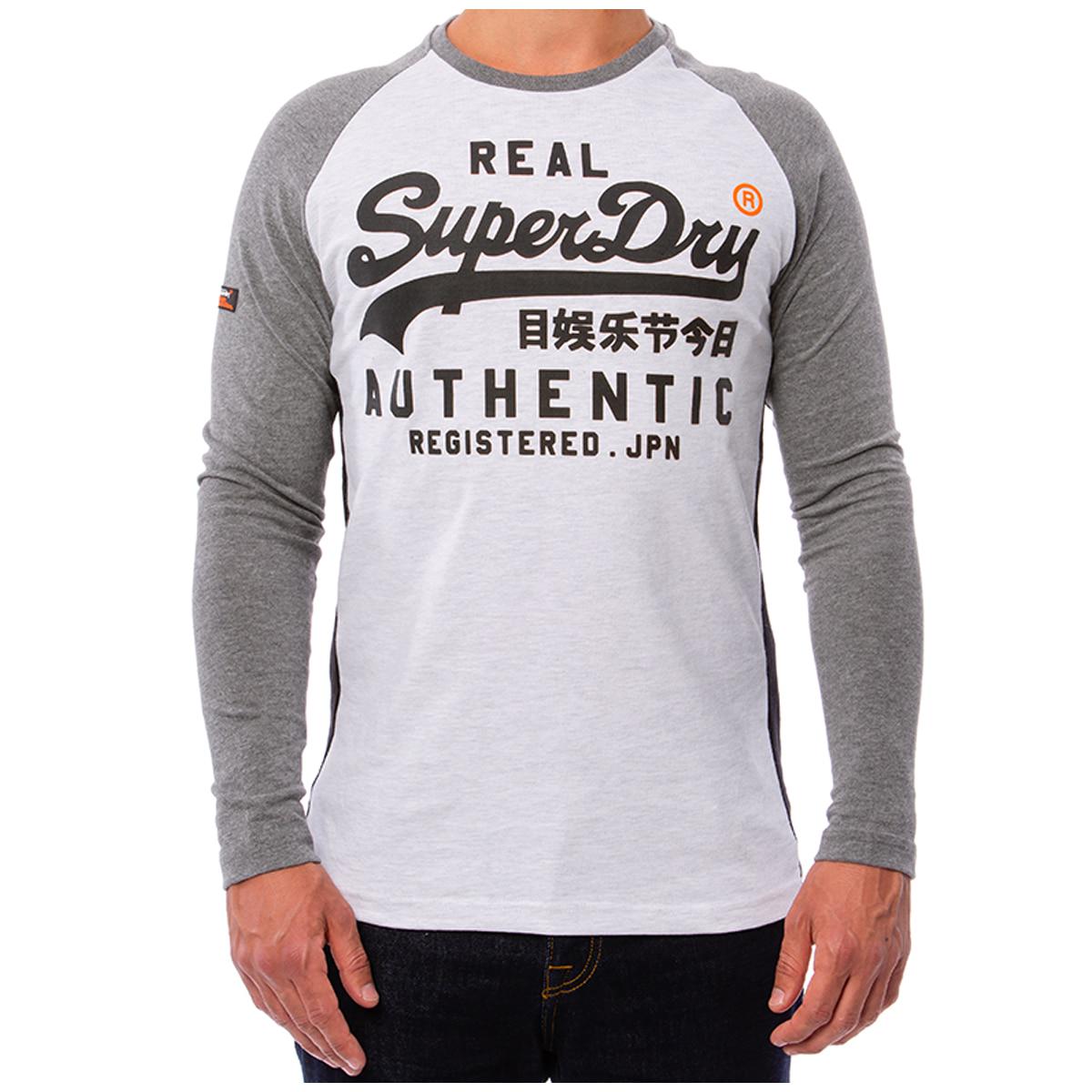 Superdry Vintage Logo Raglan Long Sleeve T-Shirt Grey