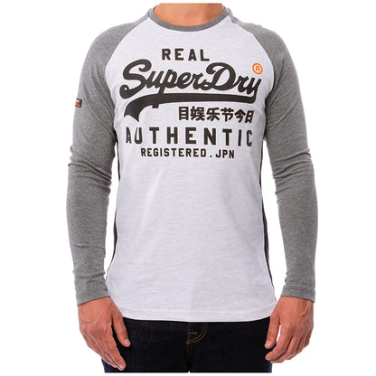 Superdry Vintage Logo Raglan Long Sleeve T-Shirt Grey